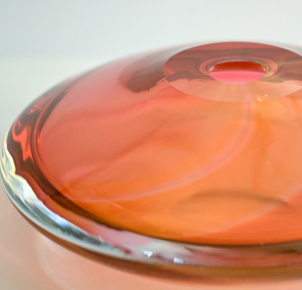Bezaubernde Kristallschale "Lotus" in Orange